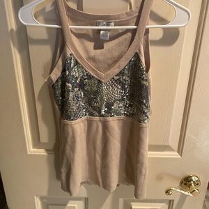 Cache sequin, leopard tan, tank top, size small
